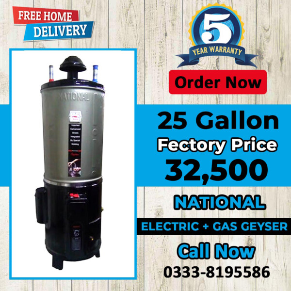 electric and gas geyser 25 gallon